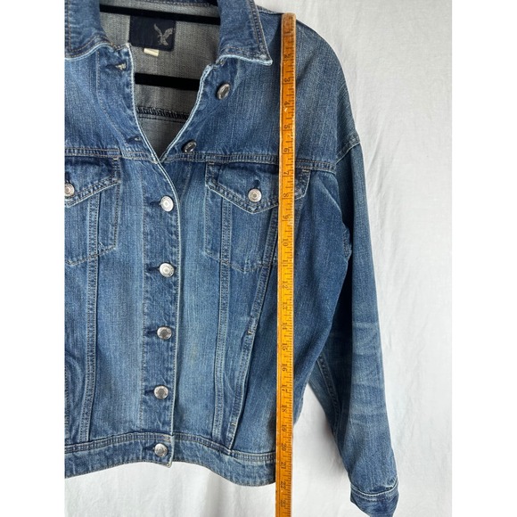 American Eagle Outfitters Womens Denim Jacket‎ Size XS Blue Cotton Distressed - Picture 10 of 11